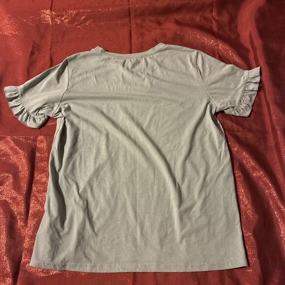 Fashion Women's Sage Green Ruffled Sleeve Top Blouse Size M NWT - Picture 3 of 5